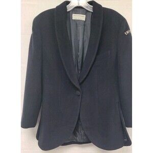 Emporio Armani Blazer Mens 42 Sports Coat Black Wool Jacket Casual Monogram